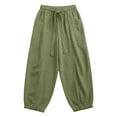 thumbnail image 6 of Utoimkio Women's Linen Jogger Pants Self Tie Bow Elastic Waist Dual Side Pockets Cuffed Ankle Casual Cropped Bottoms for Summer Daily Wear, 6 of 6