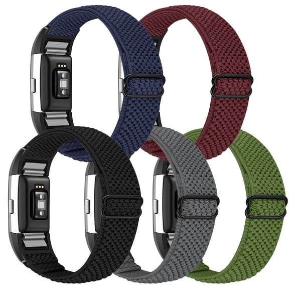 Elastic Bands Compatible with Fitbit Charge 2 Band, Solo Loop Stretchy Nylon Wriststrap for Charge 2 Women Men
