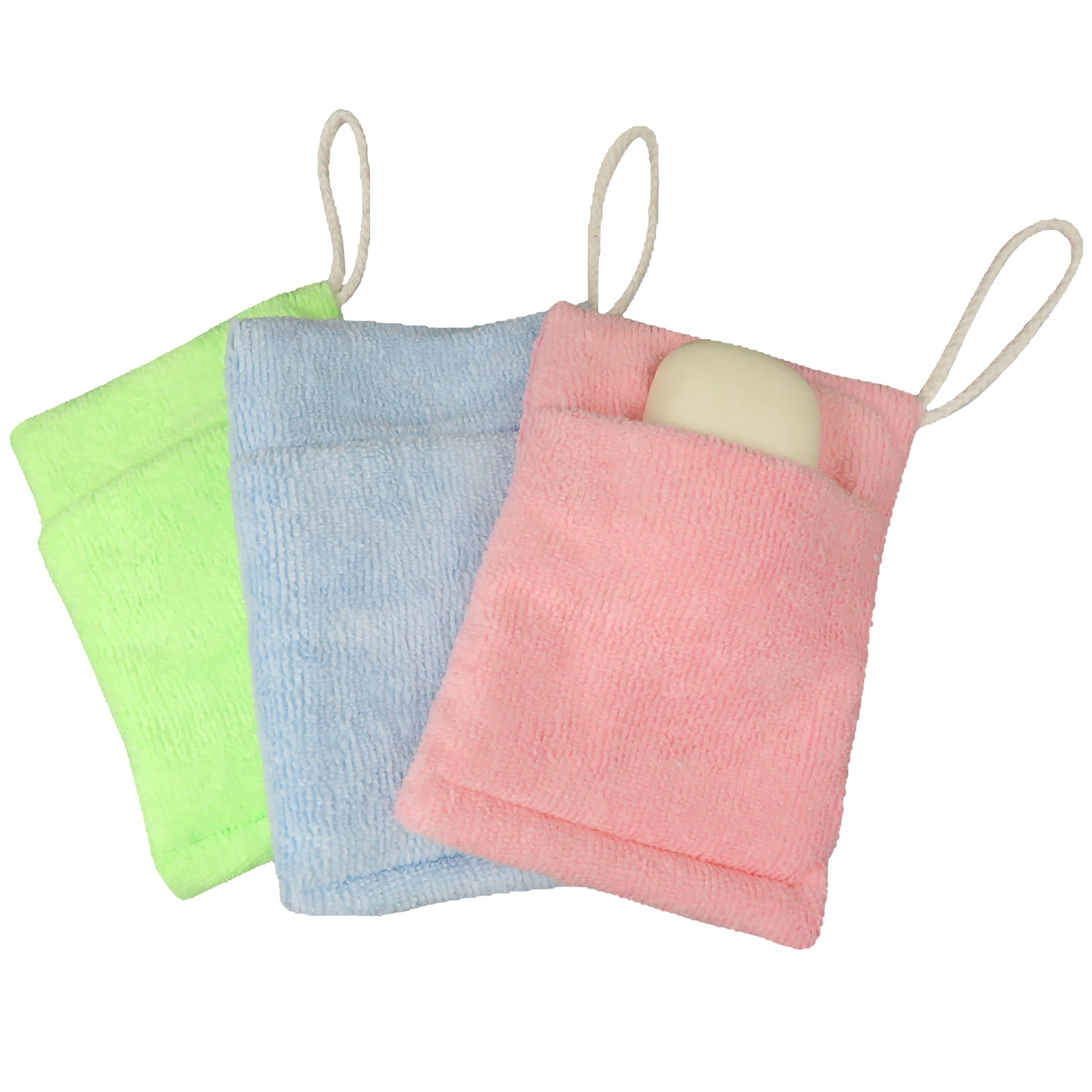 Sisal Exfoliating Stimulating Mitt Bag Soap Holder Wash Body Scrubber NEW 