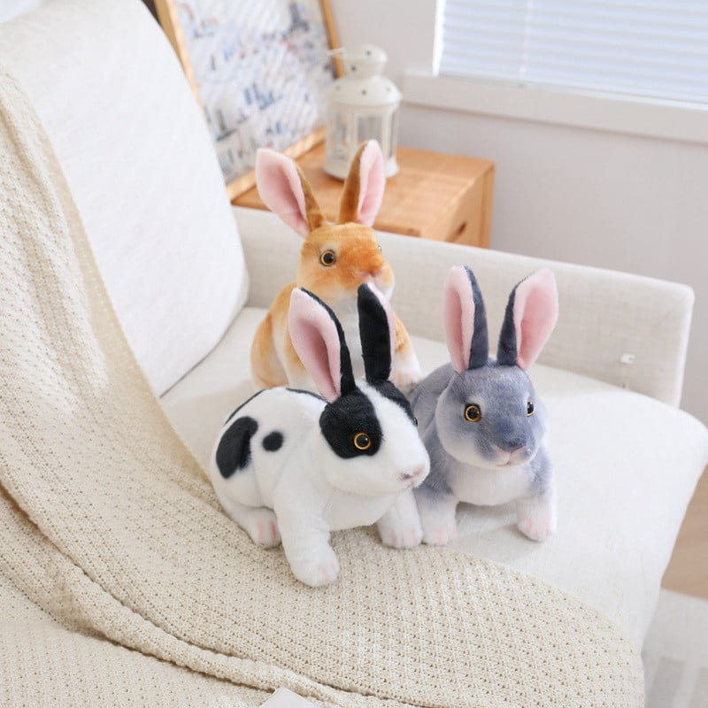 4 Pcs Bunny Stuffed Animal Plush for Easter Basket Stuffed Festival Party Favors Cute Soft Animal Plush Toys Stuffed Animals Rabbit Bulk  (White, Brown, Black, Gray)