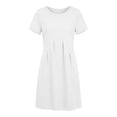 thumbnail image 5 of Byworldtasic Women's 2026 T Shirt Dress Summer Casual Flowy Short Sleeve Ruched Waistline Round Neck Going Out Dress, 5 of 7