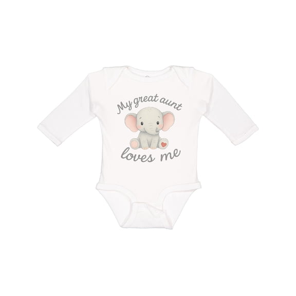 Inktastic My Great Aunt Loves Me Elephant Boys or Girls Long Sleeve Baby Bodysuit