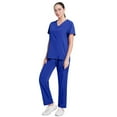 thumbnail image 3 of Medical Uniform Womens Scrub Sets Short Sleeve V-Neck Stretch Scrubs Top and Pants Workwear Royal Blue XXL, 3 of 4