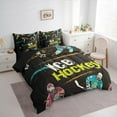 thumbnail image 3 of Manfei Teens Est Sleep Bedding Comforter Set 7pcs, Cartoon Sports Helmet Queen Bedding Sets, Ice Hockey Player Reversible Queen Sheet Sets, Breathable Home Decor, 3 of 7