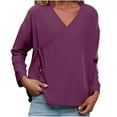 thumbnail image 5 of Aboser Oversized Kimono Tops for Women Lightweight Cotton Linen Shirts Casual Side Tie Blouses Loose V Neck Kimonos Breathable Soft Blouse Purple XL, 5 of 9