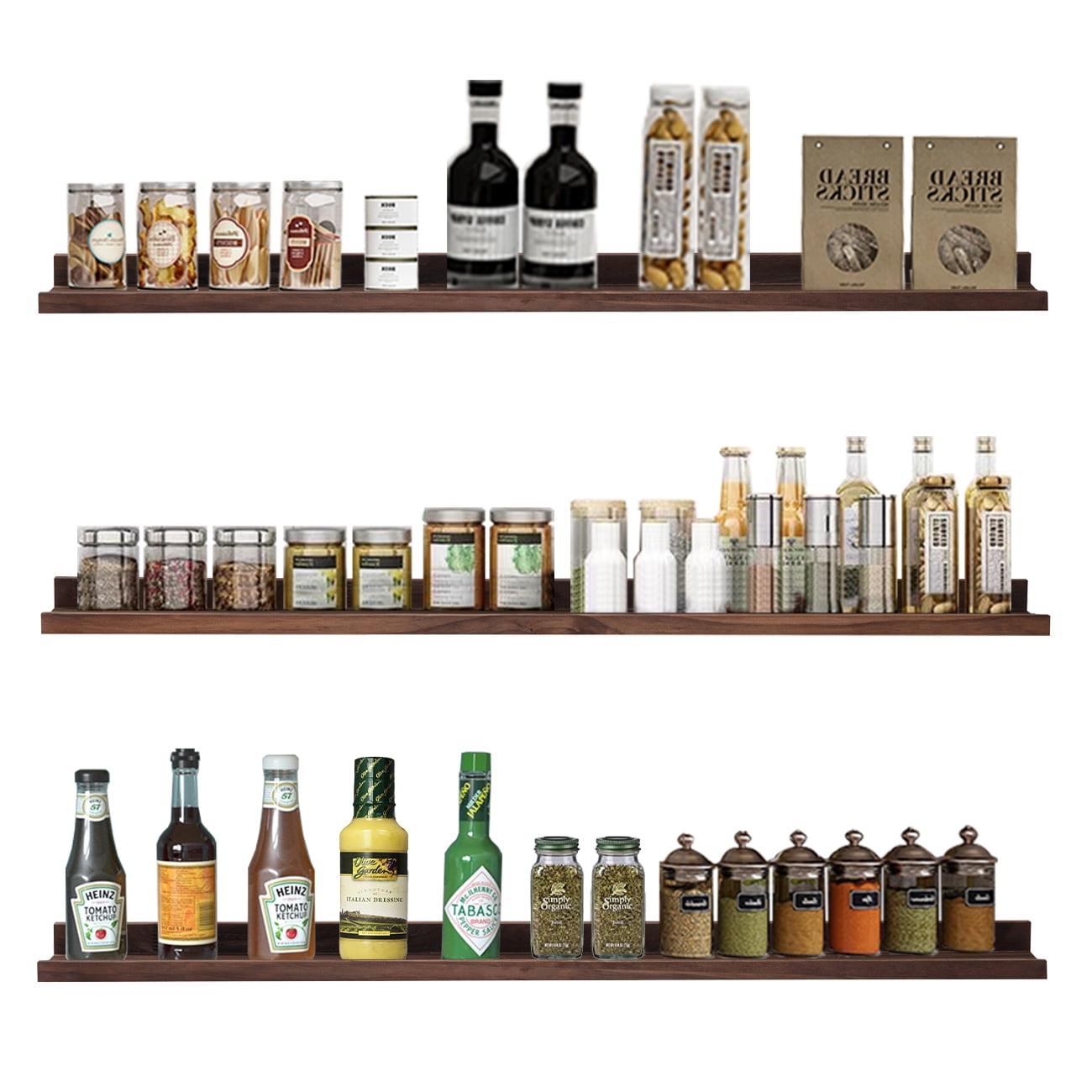 Floating Shelves Wood Wall Shelves Light Walnut 48 Inch Long Wall