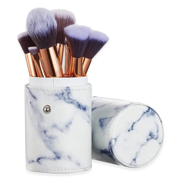 Juego de brochas de maquillaje de mármol con soporte para brochas, correctores en polvo sintéticos de primera calidad para mezclar sombras de ojos, juegos de brochas de maquillaje facial (10 piez