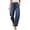 Dark Blue, variant on QQZ Barrel Leg Womens Elastic Waist Pull On Denim Pants, Knee Stitched Baggy Wide Leg Full Length Denim Trousers Suitable For Urban Street Style, Daily Errands And Back To School Outfits