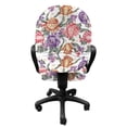 thumbnail image 3 of Floral Office Chair Slipcover, Vintage Colorful Flowers and Curls on White Background Romantic Spring Pattern Print, Stretch Decorative Fabric Cover, Standard Size, Multicolor, by Ambesonne, 3 of 5