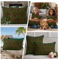 thumbnail image 5 of Vintage Red Roses Outdoor Waterproof Pillow Covers, Green Abstract Art Floral Ethnic Decorative Square Throw Pillowcase Sofa Cushion Sham for Patio/Couch/Chair, 24"x24" 2 Pack, 5 of 8