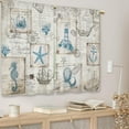 thumbnail image 4 of Vintage Nautical Coastal Kitchen Curtains Sailboat Compass Small Short Cafe Window Curtains Ocean Beach Seashell Starfish Bathroom Drapes Treatment Tier Curtains 2 Panels (27.5x36 Inch), 4 of 6