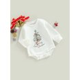 thumbnail image 3 of Canis Baby Bodysuit with Tree/Wreath Print, Festive Christmas Romper, 3 of 8
