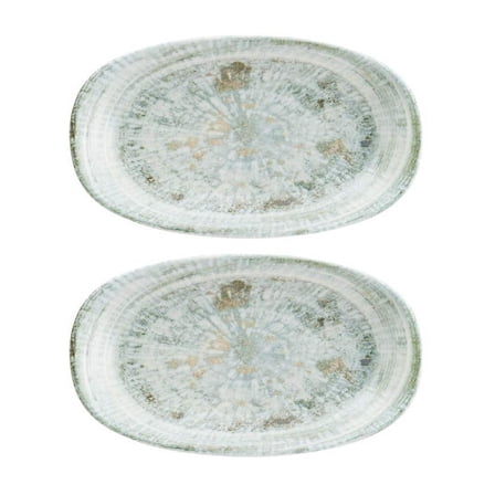 Odette 7.5" x 4.25" x h:1" Oval Decorated Porcelain Platter (Set of 2)
