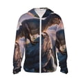 thumbnail image 2 of Uemuo Sunset Cliff Dinosaur Pattern Women's Full Zip UPF 50+ Sun Protection Hoodie Jacket Long Sleeve Sun Shirt Hiking Outdoor Performance with Pockets-X-Large, 2 of 9