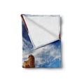 thumbnail image 2 of Desert Soft Flannel Fleece Throw Blanket, Bizarre Sandstone Cliffs in Sahara Desert Tassili N'Ajjer Algeria, Cozy Plush for Indoor and Outdoor Use, 60" x 80", Navy Blue Mustard Orange, by Ambesonne, 2 of 6