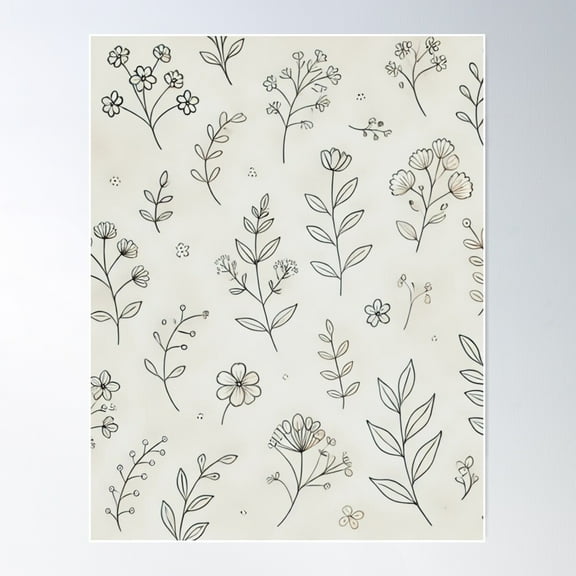 Simple Black And White Floral Print Poster Wall Art, Modern Wall Decor For Living Room Bedroom, 8x12 UNFRAMED