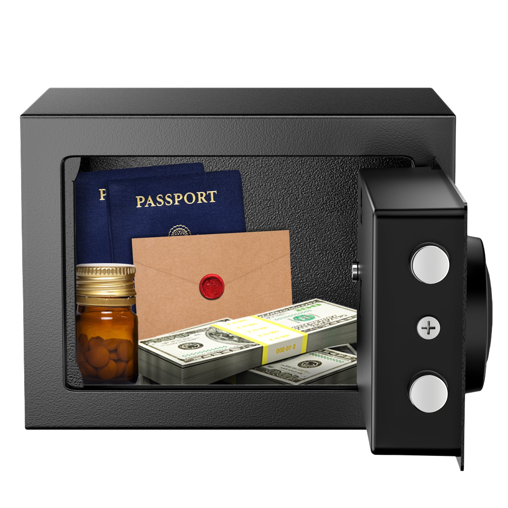 Bonsaii 0.18 Cubic Feet Electronic Digital Safe Box, Security Box with Keypad, Key Lock for Home Office