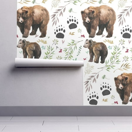 Peel-and-Stick Removable Wallpaper Bear Woodland Bear Bear Watercolor Baby