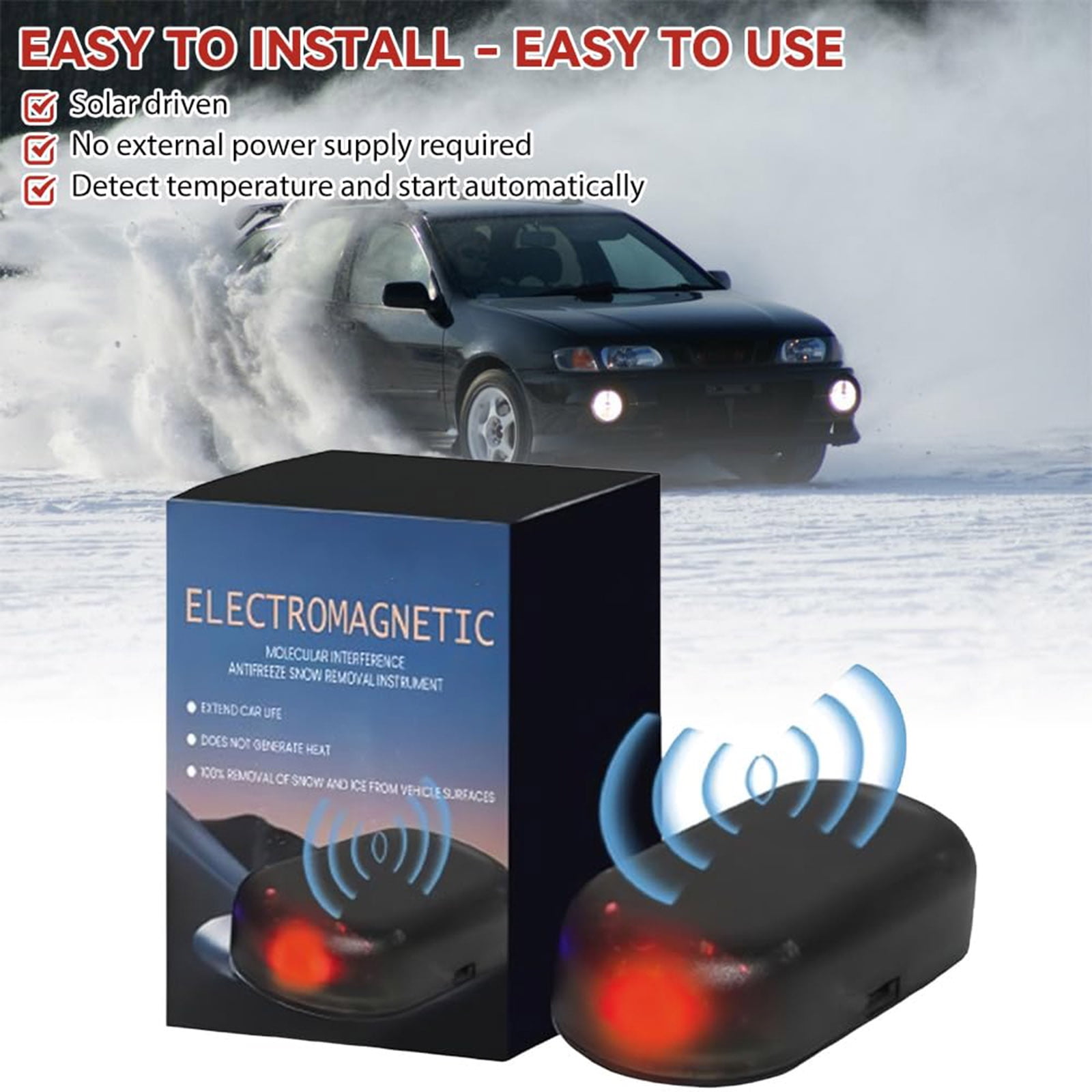 FYHALE 3 Pcs Electromagnetic Windscreen De-Icer Car - Solar + USB Rechargeable, Microwave Heater Frost Protection, Portable Car Defroster Frost Protection - Vehicle Protection for Car/SUV