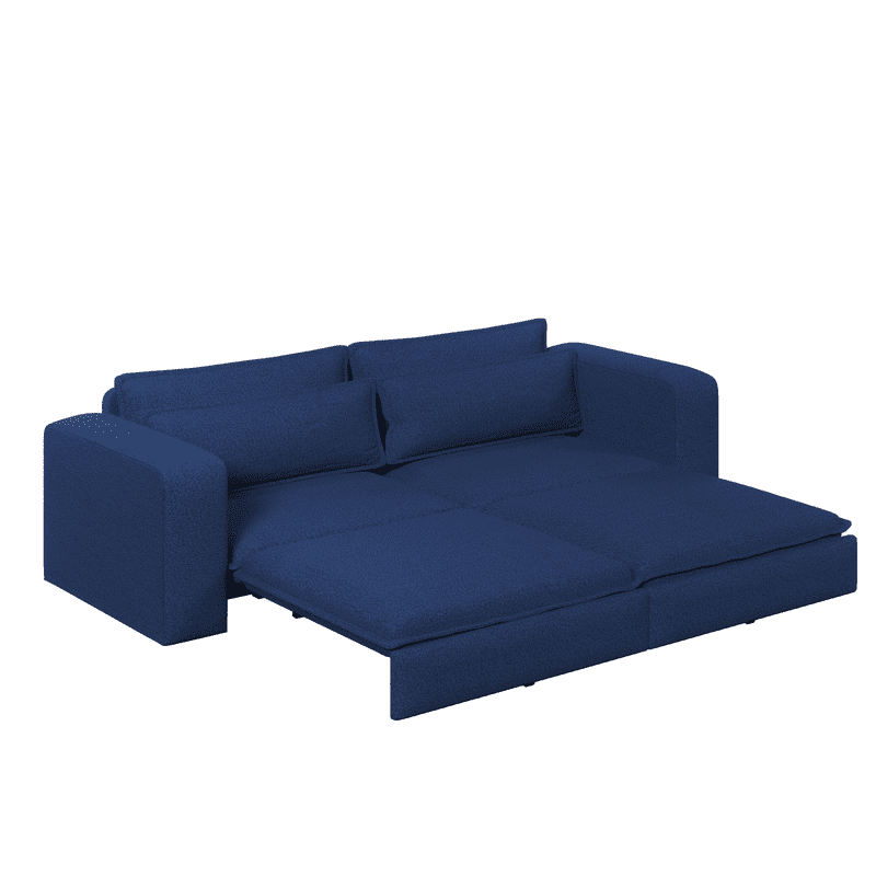 93" King Size Sleeper Sofa Bed, 3-in-1 Convertible Pull Out Couch, Chaise Lounge, Sherpa Fleece 3-Seater Upholstered Sofa with 2 Lumbar Pillows for Living Room, Apartment, and Office