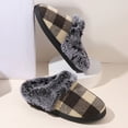 thumbnail image 2 of Xfvqtps Fuzzy Slippers for Womens Fluffy Slippers Large Size Retro Chessboard Pattern Plush Edge Memory Foam Thick Bottom Non Slip Indoor House Warm Winter Cozy Slippers Beige, 2 of 5