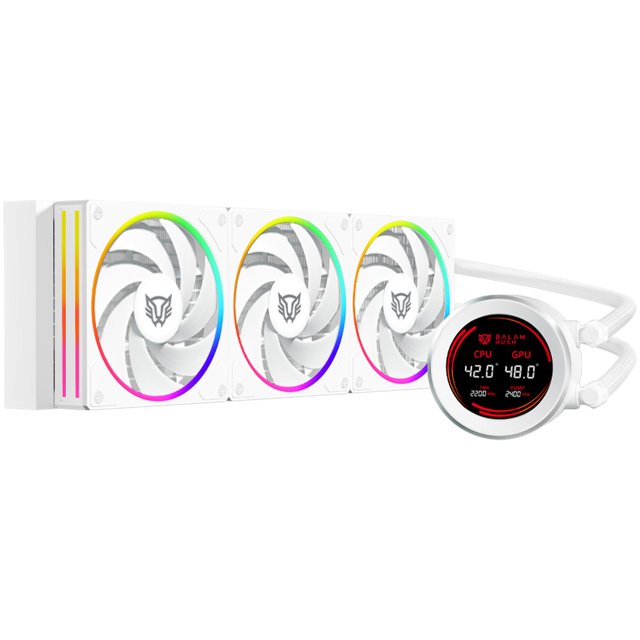 Enfriamiento Liquido BALAM RUSH HYDROX EXPERT HYX36 360mm ARGB 4 Pines 2200 RPM TDP 300w LGA1700 AM5 Display Blanco BR-941839