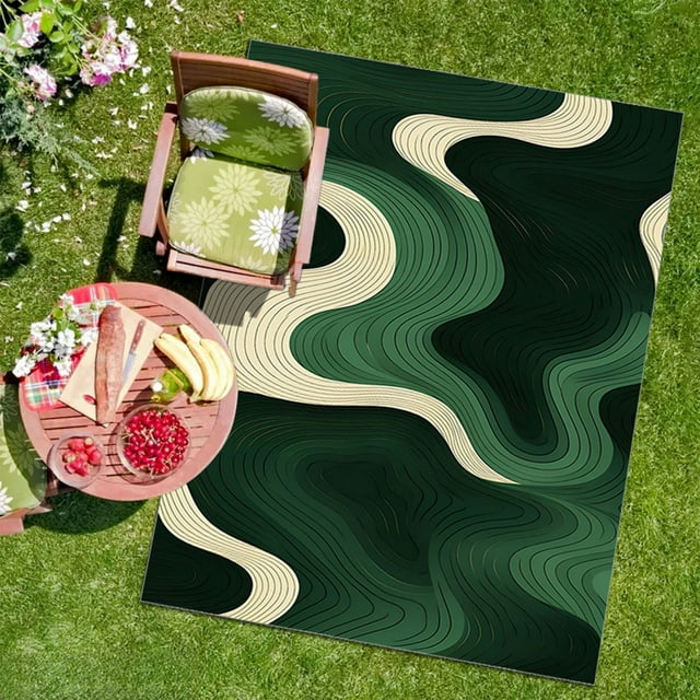 Surprise Discount,Outdoor Rugs, Easy Care Washable, Non-Slip Design, Modern Decor, Patio Mat, Garden Floor Covering, Wearable Mats, Synthetic Fiber, for RV, Camping, Patios | Flock, Army Green