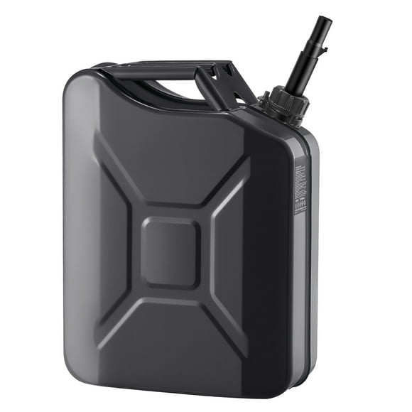 KFFKFF Metal Fuel Container, 5.3 Gallon, Fuel Jerry Can with Spout and Comfort Handle, 6 L/min Max Flow Rate, Leakproof, Black