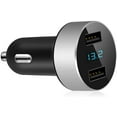 thumbnail image 1 of Dual USB Car Charger,4.8A Output,Cigarette Lighter Voltage Meter Compatible for Apple iPhone,iPad,Samsung Galaxy,LG,Google Nexus,USB Charging Devices, 1 of 7