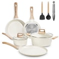 thumbnail image 1 of Juego de 10 Ollas y Sartenes Antiadherentes, Batería de Cocina, Juego de Utensilios de Granito, Apto para Todas las Estufas, con Sartenes y Cacerolas (Blanco), 1 of 7