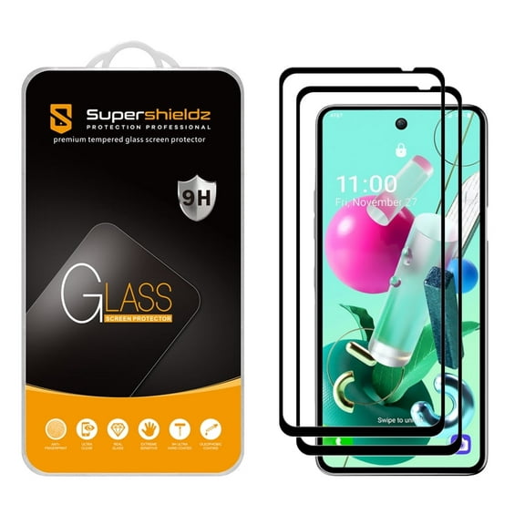 (2-Pack) Supershieldz Designed for LG K92 5G [Full Screen Coverage] Tempered Glass Screen Protector, Anti-Scratch, Bubble Free (Black Frame)
