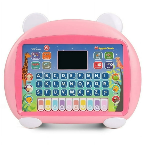 DEBGFS MesaSe Tablet Toy for 2-3 Years Old Girls Boys Educational Learning Toys with Light and Music Interactive Toy for Numbers Alphabet Animals and Maths with Gift Box - Blue,pink