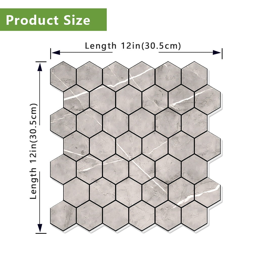 20 Pcs Hexagon Non-Slip Floor Sticker for Home Decor, 12" x 12" Peel and Stick Self-Adhesive Wall Sticker for Living Room Kitchen Bathroom
