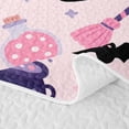 thumbnail image 5 of Manfei Kawaii Witch Hat Bed Spread Queen,Gothic Halloween Queen Coverlet Set,Pink,3 Pieces, 5 of 7