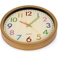 thumbnail image 4 of Reloj de pared para niños, Reloj de pared para niños de 12 pulgadas/30 cm con movimiento silencioso y números coloridos, sin tictac, fácil de leer, accesorios y decoración para el hogar Jormftte LN-1553, 4 of 7