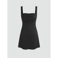thumbnail image 5 of Womens Mini Square Neck Fitted Going Out Ruched Dresses Summer Party Club Bodycon Short Dress, 5 of 8
