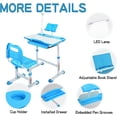 thumbnail image 5 of RedSwing Kids Desk and Chair Set, Height Adjustable Children Study Table Chair with Led Light, Bookstand, Portable Kids Desk with Tilted 0-60° Table Top for Age 3-15, Blue, 5 of 7