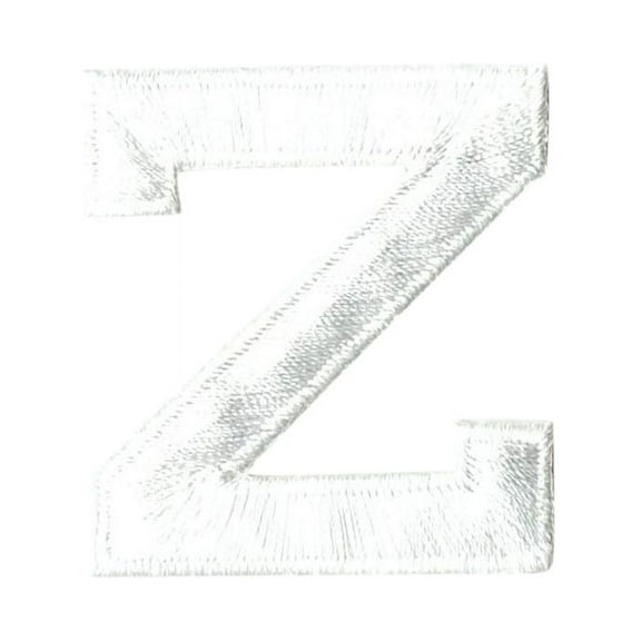 Alphabet Letter - Z - Color White - 2" Block Style - Iron On Embroidered Applique Patch
