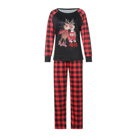 

Carolilly Christmas Family Pajamas Set Cartoon Deer Print Tops+Trousers/Romper for Graeat Gift