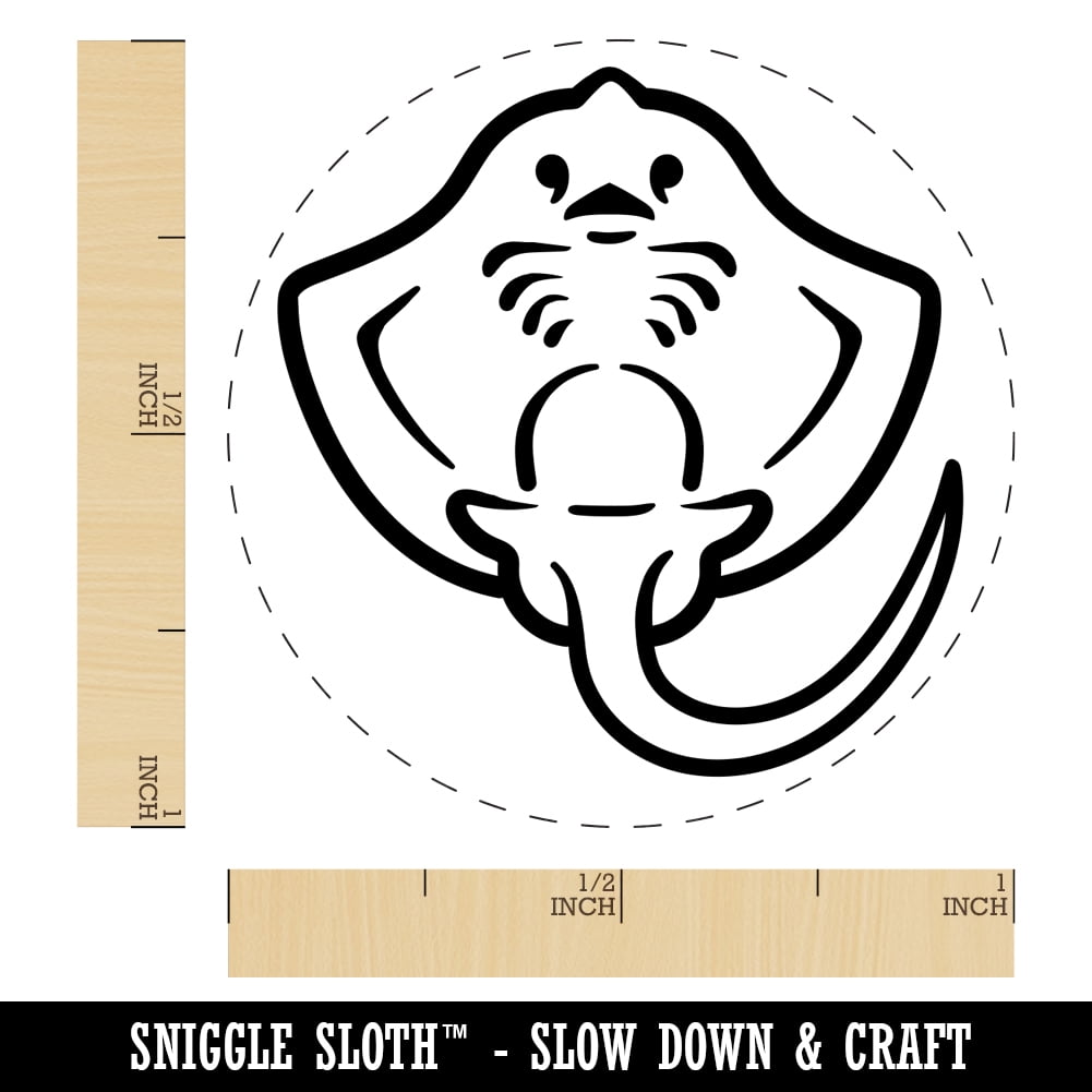 Baby Stingray Underside Self-Inking Rubber Stamp Ink Stamper - Black Ink - Large 1-1/2 Inch