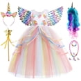 thumbnail image 1 of Fantasia-vestido de unicornio arcoíris para niñas, estilo de hoja de loto, flor, tul largo, Princesa, fiesta de cumpleaños Fivean unisex, 1 of 2