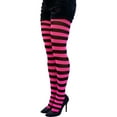 thumbnail image 2 of Pink Striped Tights for Women, Two Tones Opaque Pantyhose, 2 of 4