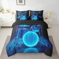 thumbnail image 2 of Manfei Musical Drum Kit 7pcs Bedding Comforter Set,Rock Music Queen Bedding Sets,Blue Black Queen Sheet Sets For Teens,Microfiber Bedroom Decor Reversible, 2 of 8