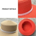 thumbnail image 3 of 52-54 cm hat circumference children's pearl top hat flat top wide brimmed sun hat summer foldable outdoor sunscreen sun hat - Khaki, 3 of 5