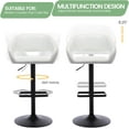 thumbnail image 5 of CQAOE Adjustable Bar Stool with Hollow Back and Arms, Modern PU Leather Swivel Barstool, Airlift Counter Height Bar Chair for Kitchen Dining Room (Pearl White, Black Base), 5 of 7