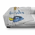 thumbnail image 3 of Watercolor Soft Flannel Fleece Throw Blanket, Nautical Underwater Theme Pacific Blue Tang Fish Surgeonfish Exotic Sea Artwork, Cozy Plush for Indoor and Outdoor Use, 70" x 90", Yellow, by Ambesonne, 3 of 6