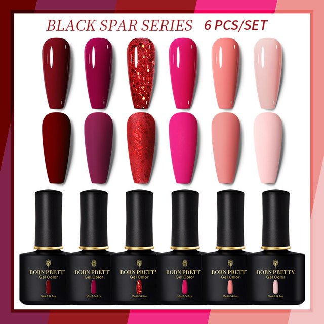 BORN PRETTY 10ml Gel Nail Polish Set Manicure Red Series Nail Gel Polish Semi Permanent UV LED Soak Off UV Gel Varnish Nail Kits Gong Bohan LED