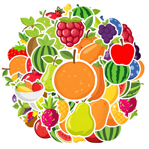 35pcs-50pcs Fruity Stickers Kids Stickers Toy Cute Stationery Stickers for Laptops Fridge
