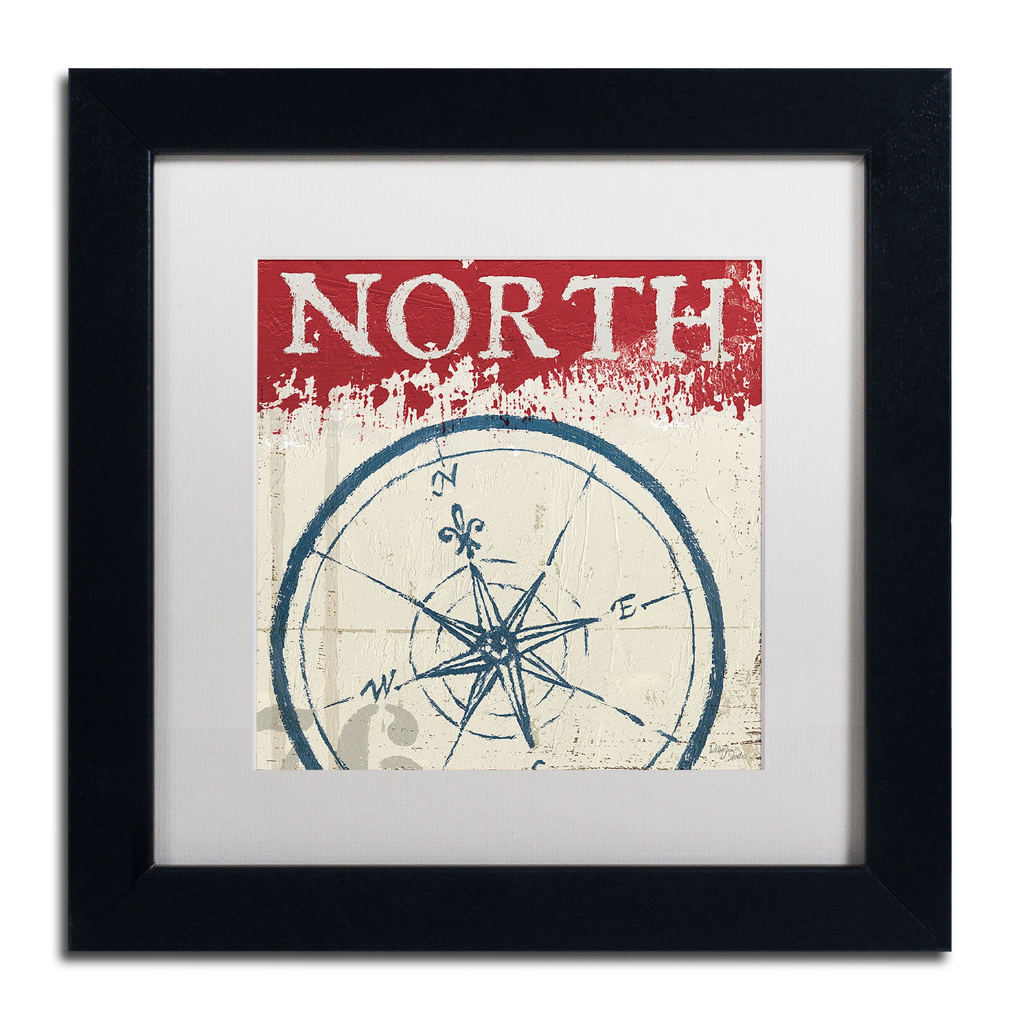 Trademark Fine Art "Nautical I Red" Canvas Art by Wellington Studio, White Matte, Wood Frame