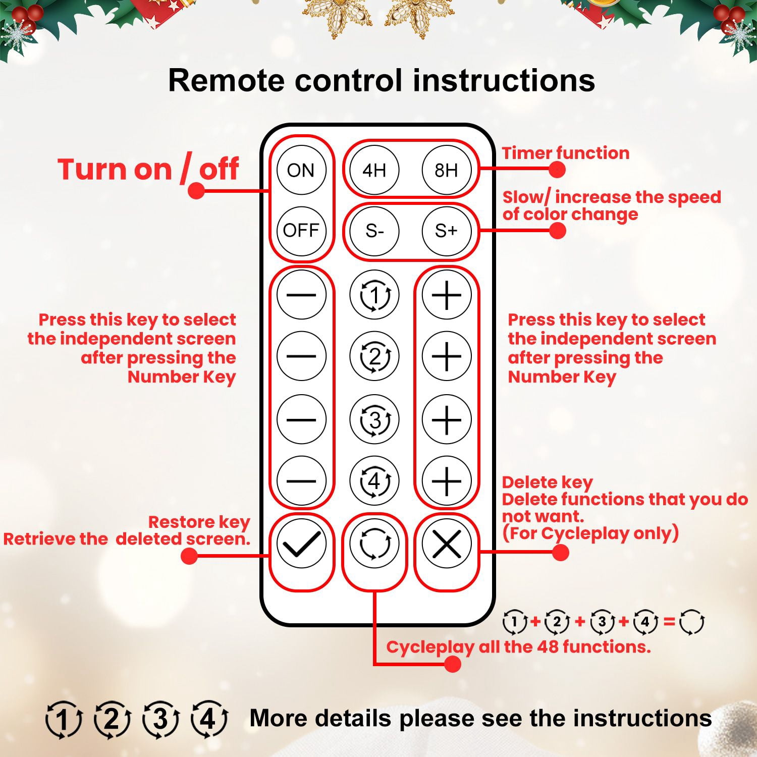 7ft Prelit Christmas Tree with Remote Control, Artificial Fake Christmas Tree with 340 Multi-Color LED Lights, 48 Color Modes, 2126 PE & PVC Mixed Branch Tips, Xmas Tree